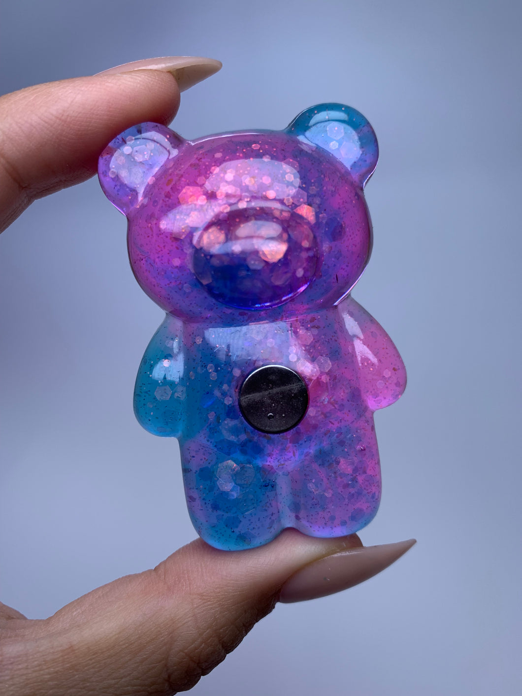 Teddy Nail Stand (jelly pink and blue)