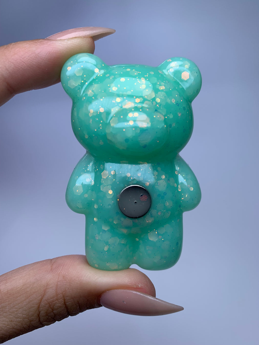 Teddy Nail Stand (glittery jade)